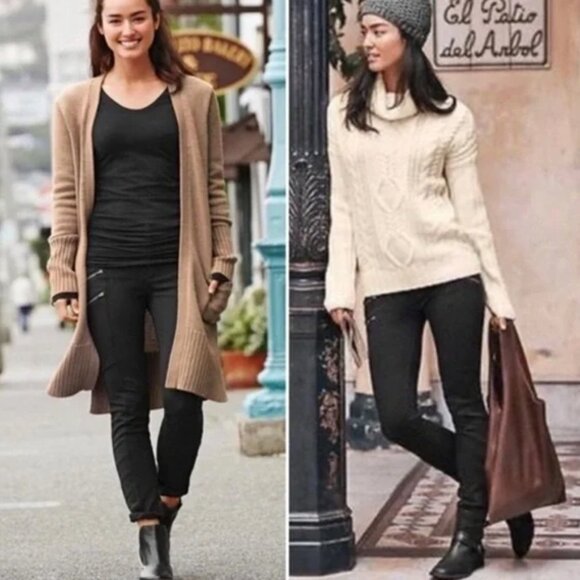 Athleta Ponte Twill Moto Pant in Black 4 Stretch Zipper Accent Comfort Biker $89 - Picture 16 of 16